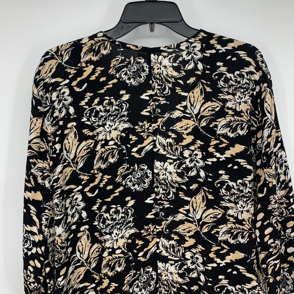 Maurices Kimono Black Floral Print Border Open Front - Picture 10 of 11